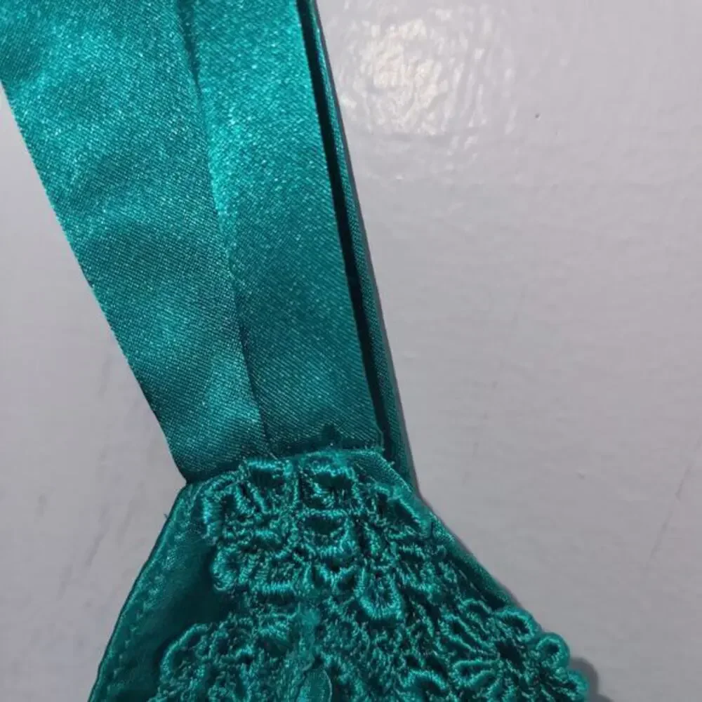 Vintage‎ Satin Lace Trim Nightgown Camisole Top Emerald Green L